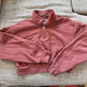 Aritzia Tna Cozy Fleece 1/4 Zip Crop